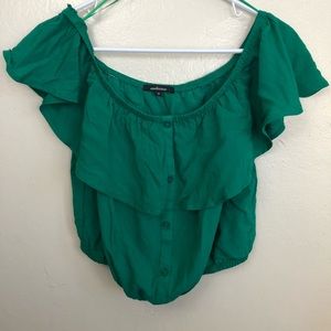 Green flirty Crop top